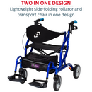 Fusion Side Folding Rollator and Transport Chair