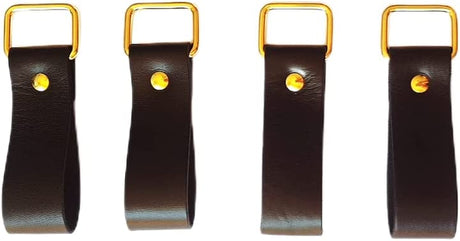 Heavy Duty full grain genuine cowhide Leather Tool Belt Strap Suspender Loop Hook set of 4