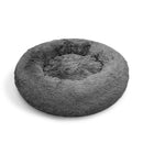 Dog Pet Cat Calming Bed Warm Plush Round  Nest Comfy Sleeping Bed Dark Grey 90cm