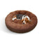 Pet Dog Bedding Warm Plush Round Comfortable Nest Sleeping kennel Coffee M 70cm