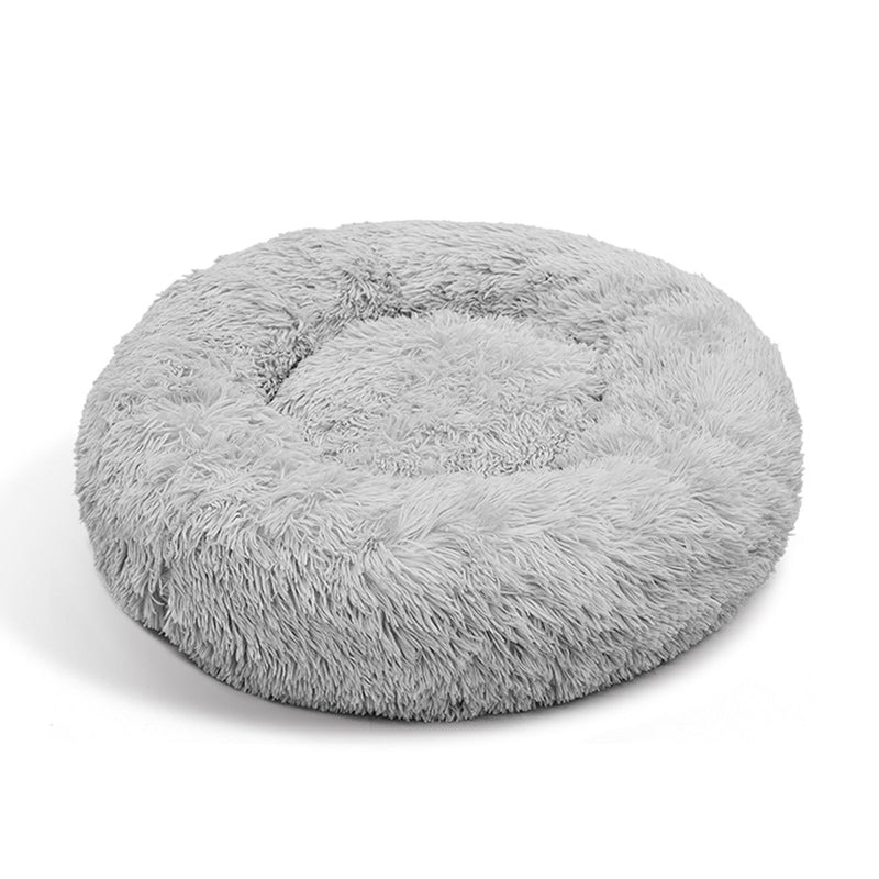 Pet Dog Bed Bedding Warm Plush Round Comfort Dog Nest Light Grey kennel XL 100cm