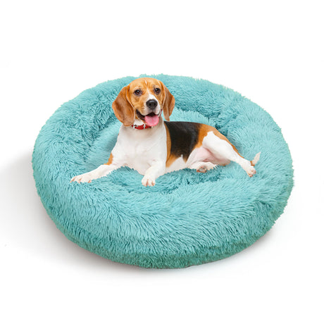 Pet Dog Bed Warm Plush Round Comfortable Nest Comfy Sleeping kennel Green M 70cm