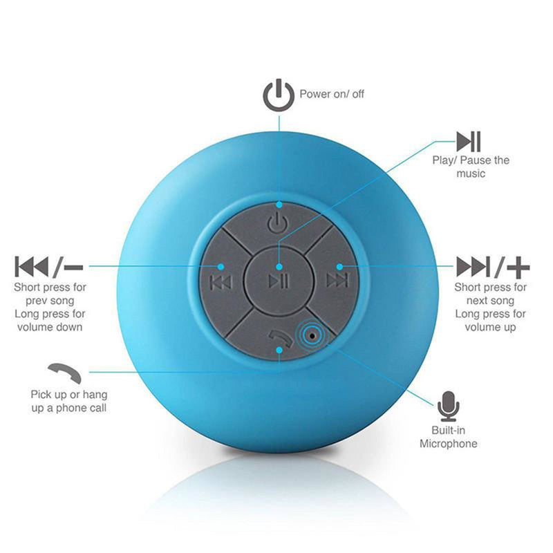 Mobax Mini Portable Large Suction Cup Bluetooth Speaker Stereo Music Outdoor Black