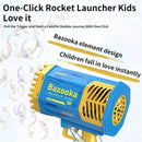 Bubblerainbow 69 Hole Electric Bubble Machine Hand-Held Rocket Gatling Bubble Gun Toy Blue