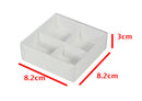 100 Pack of White Card Chocolate Sweet Soap Product Reatail Gift Box - 4 Bay Compartments - Clear Slide On Lid - 8x8x3cm