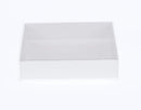 100 Pack of 15cm Square Invitation Coaster Favor Function product Presentation Cookie Biscuit Patisserie Gift Box - 4cm deep - White Card with Clear Slide On PVC Lid