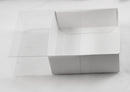 100 Pack of 8cm Square Wedding Invitation Coaster Favor Function product Presentation Cookie Biscuit Patisserie Gift Box - 2cm deep - White Card with Clear Slide On PVC Lid