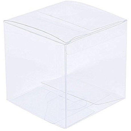 100 Pack of  12cm Square Cube Box - Large Bomboniere Exhibition Gift Product Showcase Clear Plastic Shop Display Storage Packaging Box