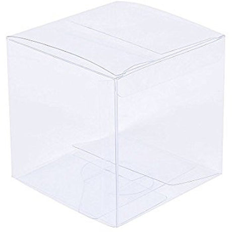 100 Piece Pack -PVC Clear See Through Plastic 15cm Square Cube Box - Large Bomboniere Product Exhibition Gift