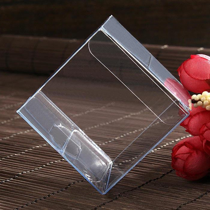 100 Pack of 5cm Clear PVC Plastic Folding Packaging Small rectangle/square Boxes for Wedding Jewelry Gift Party Favor Model Candy Chocolate Soap Box
