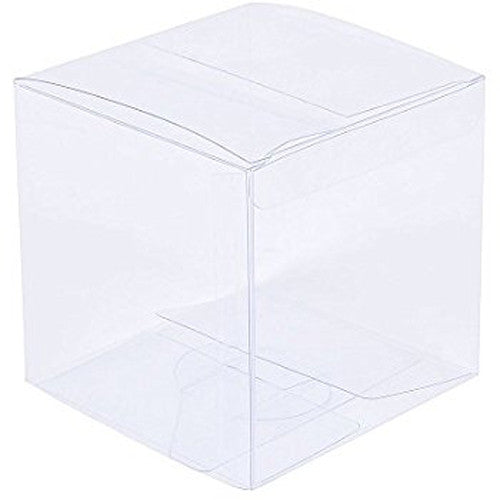 100 Pack of 6cm Clear PVC Plastic Folding Packaging Small rectangle/square Boxes for Wedding Jewelry Gift Party Favor Model Candy Chocolate Soap Box