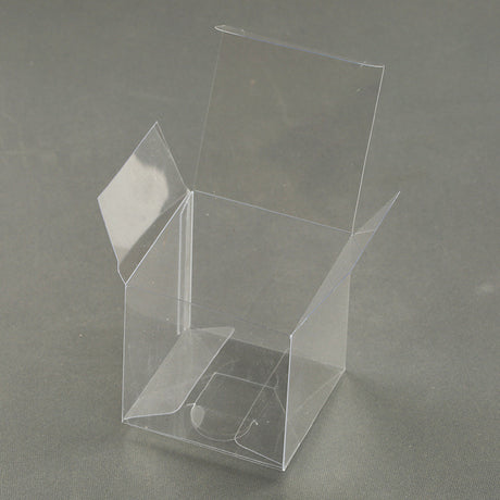 100 Pack of 8x8x10cm Clear PVC Plastic Folding Packaging Small rectangle/square Boxes for Wedding Jewelry Gift Party Favor Model Candy Chocolate Soap Box