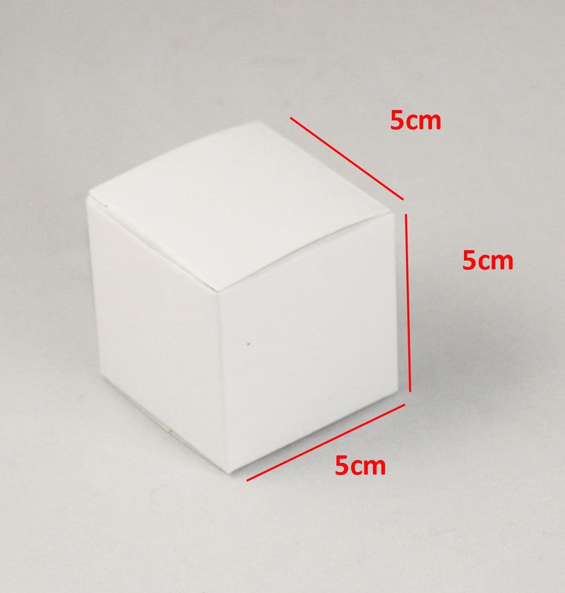 100 Pack of White 5cm Square Cube Card Gift Box - Folding Packaging Small rectangle/square Boxes for Wedding Jewelry Gift Party Favor Model Candy Chocolate Soap Box