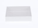 100 Pack of White Card Box - Clear Slide On Lid - 17 x 25 x 5cm -  Large Beauty Product Gift Giving Hamper Tray Merch Fashion Cake Sweets Xmas