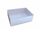 100 Pack of White Card Square Box - Clear Slide On Lid - 20 x 20 x 8cm -  Large Beauty Product Gift Giving Hamper Tray Merch Fashion Cake Sweets Xmas