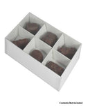50 Pack of White Card Chocolate Sweet Soap Product Reatail Gift Box - 6 Bay Compartments - Clear Slide On Lid - 12x8x3cm