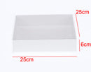 50 Pack of White Card Box - Clear Slide On Lid - 25 x 25 x 6cm - Large Beauty Product Gift Giving Hamper Tray Merch Fashion Cake Sweets Xmas
