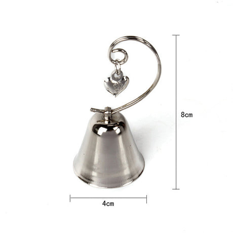 100 Bulk Buy Pack of Silver Wedding Kissing Bell Name Card Stand Holder with Heart in Ring Bomboniere Favour Gift