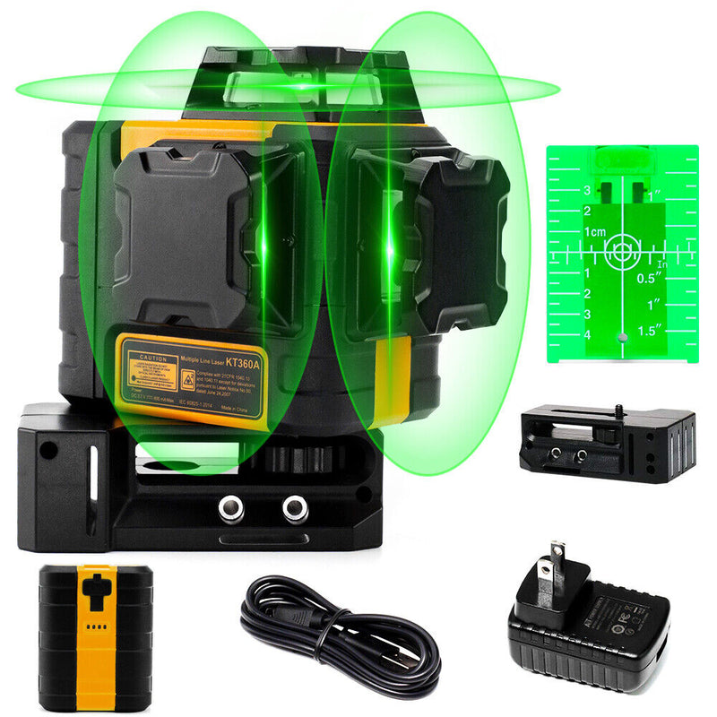 KAIWEETS KT360A Green Laser Level 3 X 360° Rotary Self Leveling with 2 Rechargeable Battery