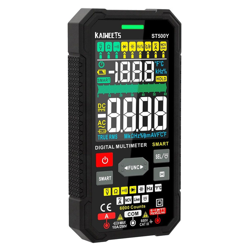 KAIWEETS ST500Y Digital Multimeter Voltmeter Ohmmeter 6000 Counts Auto-range