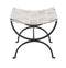 Small Black Dining Bench Seat with Woven Stainless Steel Top