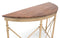 Wooden Hallway Console Table Half Round Shape in French Brass Finish