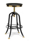 Industrial Wooden Height Adjustable Swivel Bar Stool - Gold Black