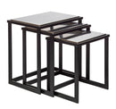 Black Iron Nested Tables with Stainless Steel Top in Set of 3