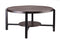 Black Round Coffee Table with Storage Shelf in Copper Finish Top