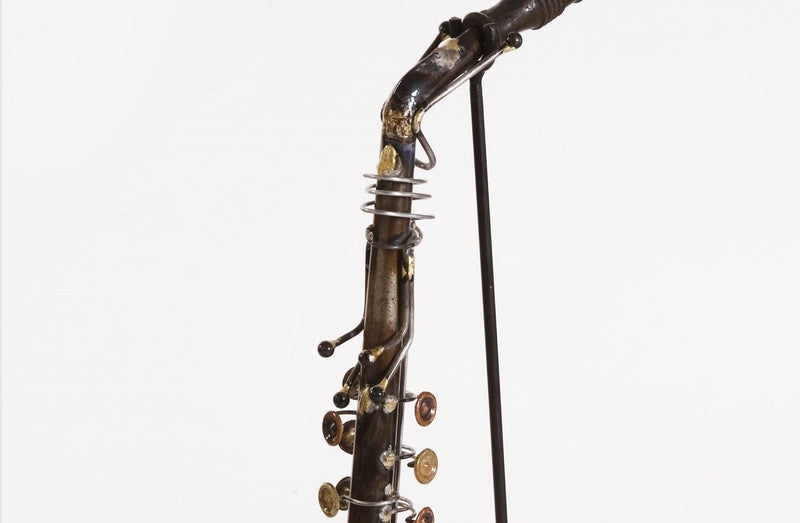Saxophone Statue Display Ornament for Home Decor in Copper Finish