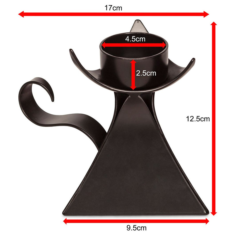 Decorative Black Metal Tea Light Candle Holder with Handle