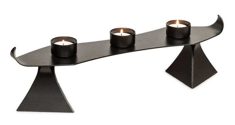 Black Metal Harbour Style Tea Light Candle Holder Stand