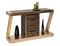 Contemporary Brass Wooden Z-Shaped Hallway Console Table with Drawers