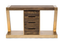 Contemporary Brass Wooden Z-Shaped Hallway Console Table with Drawers