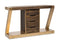 Contemporary Brass Wooden Z-Shaped Hallway Console Table with Drawers