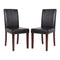 2x Wooden Frame Brown Leatherette Dining Chairs with Solid Pine Legs