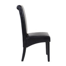 2x Wooden Frame Black Leatherette Dining Chairs with Solid Pine Legs