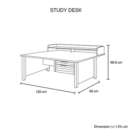 Cielo 2 Drawers Wooden Leg Study Desk