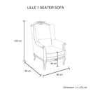 3S+2S+1X Wing Chair Oak Wood White Washed Finish Rolled Armrest Linen Sofa Fabric