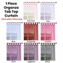 1 Piece Organza Tab Top Curtain 110 x 213 cm Blue