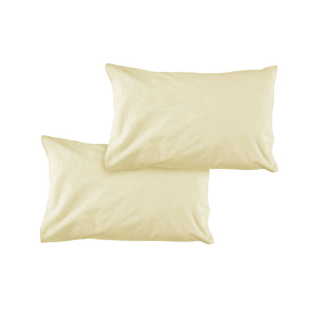 Pair of Solid Colour Microfiber Standard Pillowcases 48x73cmx15cm (Flap) Rich Cream