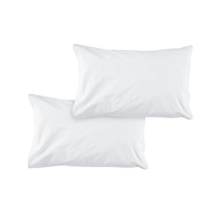 Pair of Solid Colour Microfiber Standard Pillowcases 48x73cmx15cm (Flap) White