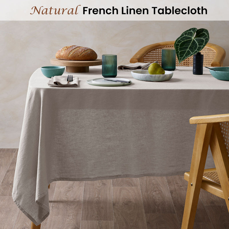 Vintage Design Homewares Natural French Linen Tablecloth 130cm x 180cm