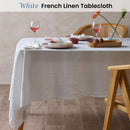 Vintage Design Homewares White French Linen Tablecloth 130cm x 180cm