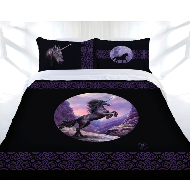 Anne Stokes Black Unicorn Quilt Cover Set Queen