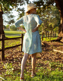 Cotton Midi Dress - Inayat Pastel Cyan Floral Midi Dress (Hand block print)