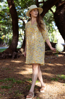 Cotton Midi Dress - Inayat Yellow Floral Midi Dress (Hand block print)