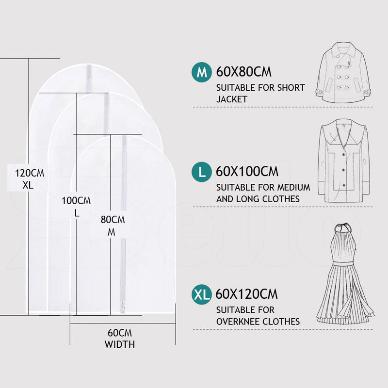 6Pcs Suit Dress Clothing Dust Cover Bag Jacket Wardrobe Storage Coat Protector