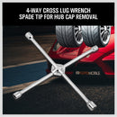 20” Wheel Brace Spanner 4-way Cross Wrench Car Tyre Nut 17 19 21 23mm Socket