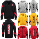 Men's Fleece Zip Up Hoodie Shirt Chicago Bulls 23 Michael Jordan Sweat Jacket, Red, 2XL